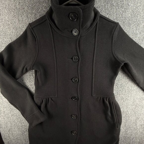 Patagonia Better Sweater Fleece Coat Women Black Buttons Medium Long 25656 Logo - Picture 1 of 16